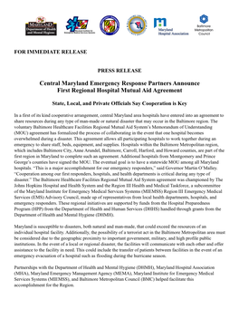 Press Release for Hospital Mutal Aid Agreement-FINAL-5-14-12
