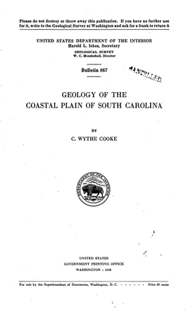 Geology of the Coastal Plain of South Carolina