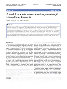 Powerful Terahertz Waves from Long-Wavelength Infrared Laser ﬁlaments Vladimir Yu