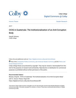 CICIG in Guatemala: the Institutionalization of an Anti-Corruption Body