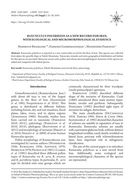 Iran, with Ecological and Micromorphological Evidence