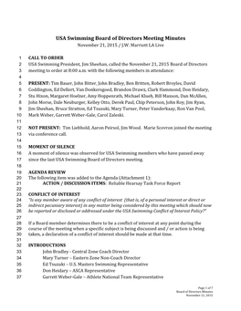 USA Swimming Board of Directors Meeting Minutes November 21, 2015 / J.W