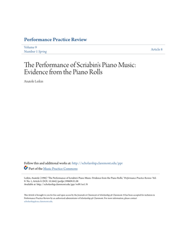 The Performance of Scriabin's Piano Music: Evidence from the Piano Rolls' Anatole Leikin