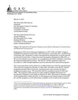 GAO-10-464R Revitalization Programs: Empowerment Zones