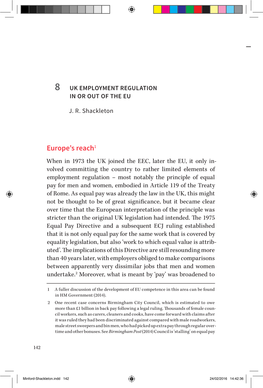 UK Employment Regulation in Or out of the EU