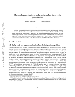 Rational Approximations and Quantum Algorithms with Postselection