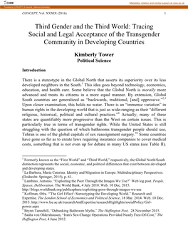 Tracing Social and Legal Acceptance of the Transgender Community in Developing Countries