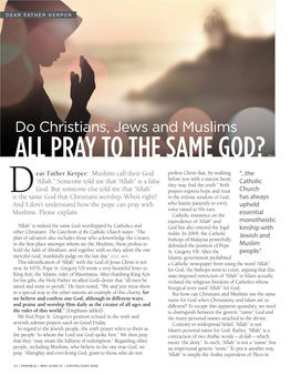 Do Christians, Jews and Muslims All Pray to the Same God?