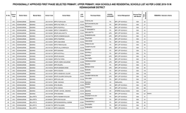 PROVISIONALLY APPROVED FIRST PHASE SELECTED PRIMARY, UPPER PRIMARY, HIGH SCHOOLS and RESIDENTIAL SCHOOLS LIST AS PER U-DISE 2018-19 in VIZIANAGARAM DISTRICT T N E