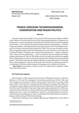 Technoshamanism, Conservatism and Pagan Politics