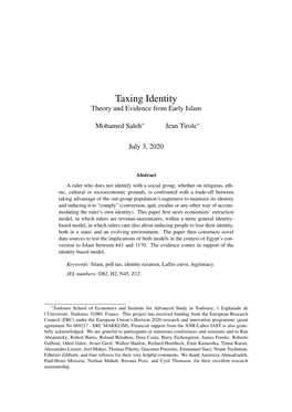 Taxing Identity Theory and Evidence from Early Islam