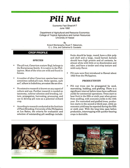 Pili Nut Economic Fact Sheet #17 June 1992