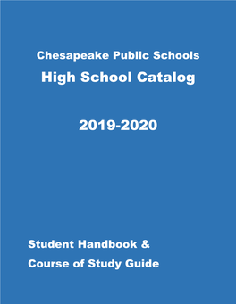 High School Catalog Policy & Course Catalog 2019-2020