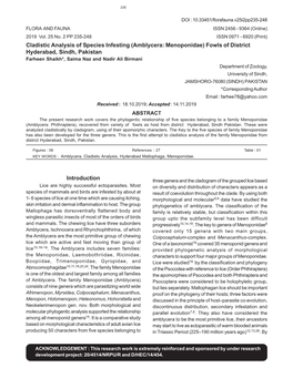 Cladistic Analysis of Species Infesting (Amblycera: Menoponidae)