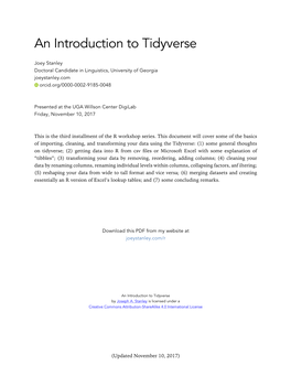 An Introduction to Tidyverse