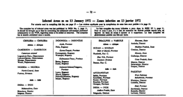 Infected Areas As on 13 January 1972 — Zones Infectées an 13 Janvier 1972 Areas Removed from the Infected Area List Between 7