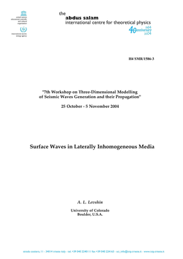 Surface Waves in Laterally Inhomogeneous Media