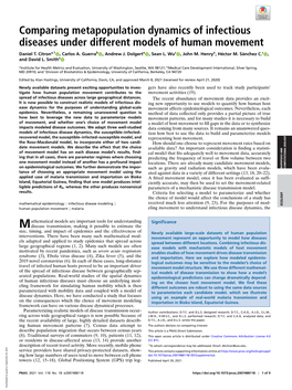 Comparing Metapopulation Dynamics of Infectious Diseases