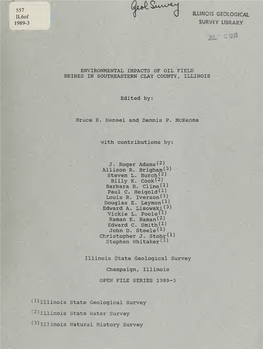 Environmental Impacts of Oil Field Brines in Southeastern Clay County, Illinois