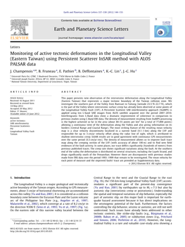 Monitoring of Active Tectonic Deformations in the Longitudinal Valley (Eastern Taiwan) Using Persistent Scatterer Insar Method with ALOS PALSAR Data