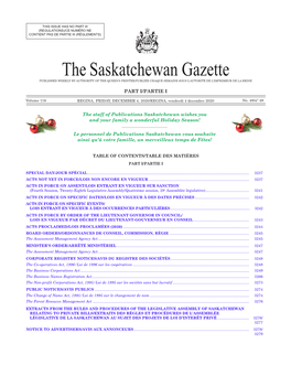 Gazette Part I, December 4, 2020