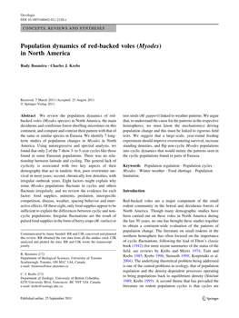 Population Dynamics of Red-Backed Voles (Myodes) in North America