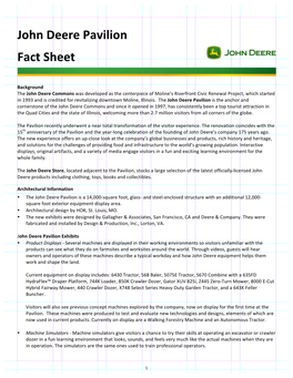 John Deere Pavilion Fact Sheet