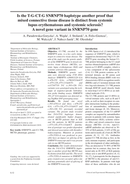 Is the T-G-CT-G SNRNP70 Haplotype Another Proof That Mixed Connective