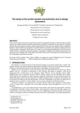 The Study on the Woofer Speaker Characteristics Due to Design Parameters