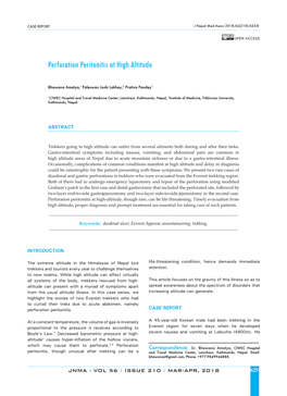 Perforation Peritonitis at High Altitude