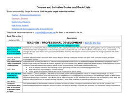 Diverse and Inclusive Books and Book Lists TEACHER