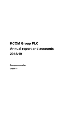 KCOM Group PLC Annual Report and Accounts 2018/19