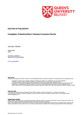 Investigation of Attentional Bias in Obsessive-Compulsive Disorder