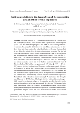 Fault Plane Solutions in the Aegean Sea and the Surrounding Area and Their Tectonic Implication