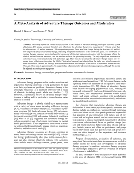 A Meta-Analysis of Adventure Therapy Outcomes and Moderators