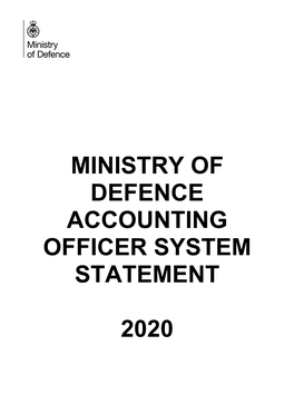 Ministry of Defence Accounting Officer System Statement