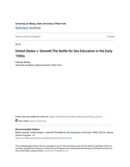 United States V. Dennett:The Battle for Sex Education in the Early 1900S