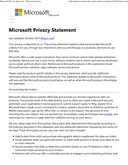 Microsoft Privacy Statement – Microsoft Privacy