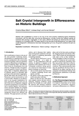 Salt Crystal Intergrowth in Efflorescence on Historic Buildings