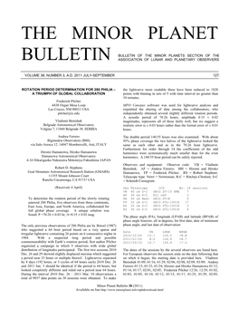 The Minor Planet Bulletin (Warner Et 2010 JL33