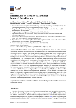 Habitat Loss on Rondon's Marmoset Potential Distribution