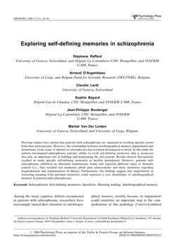 Exploring Self-Defining Memories in Schizophrenia