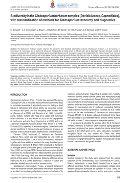 With Standardisation of Methods for Cladosporium Taxonomy and Diagnostics