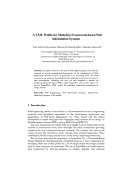 A UML Profile for Modeling Frameworkbased Web Information