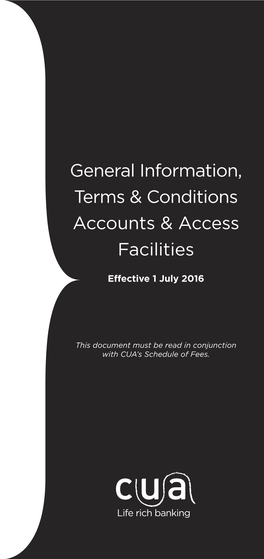 General Information, Terms & Conditions Accounts & Access