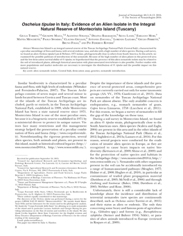 Oscheius Tipulae in Italy: Evidence of an Alien Isolate in the Integral Natural Reserve of Montecristo Island (Tuscany)