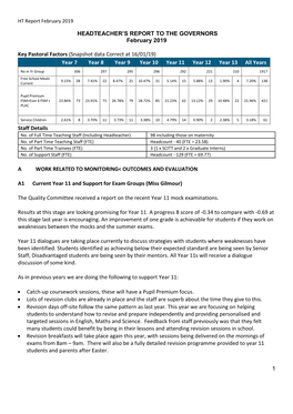 1 HEADTEACHER's REPORT to the GOVERNORS February 2019 Key Pastoral Factors (Snapshot Data Correct at 16/01/19) Year 7 Year 8