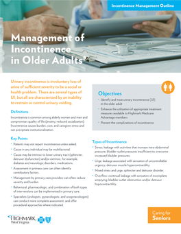 Management of Incontinence in Older Adults*