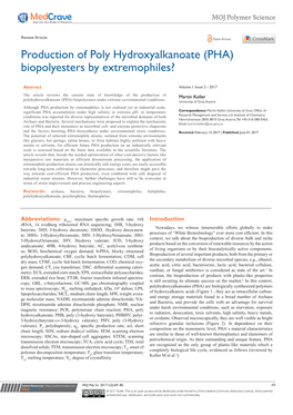(PHA) Biopolyesters by Extremophiles?