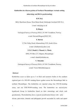 Kimberlites in a Karoo Graben of Northern Mozambique: Tectonic Setting